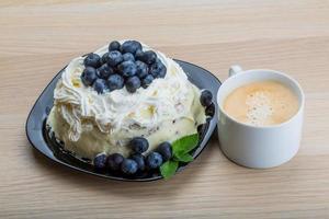 Coffee with blueberry cake photo