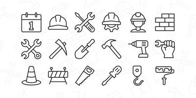 Labour day icon set. Vector graphic illustration. Line style design.