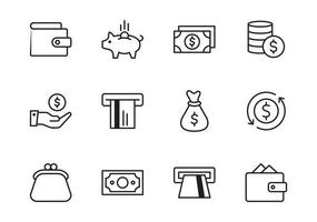 Money, finance icon set. Line style design. Vector graphic illustration. Suitable for website design, logo, app, template, and ui. Simple icon. Editable vector stroke.