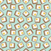 Seamless pattern with bread and fried eggs. Patterns for decoration. Cartoon breakfast vector. vector