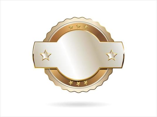 Golden badge retro style isolated on white background