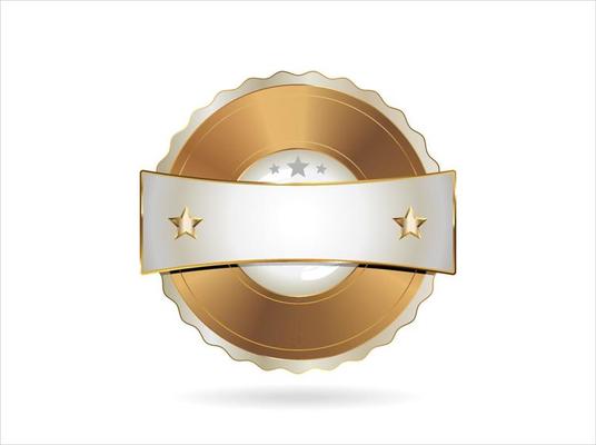 Golden badge retro style isolated on white background