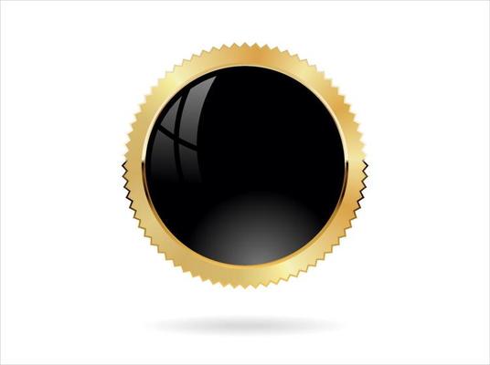Gold and black badge retro style isolated on white background