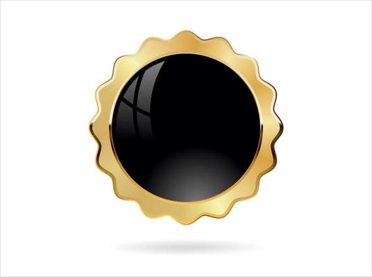 Gold and black badge retro style isolated on white background