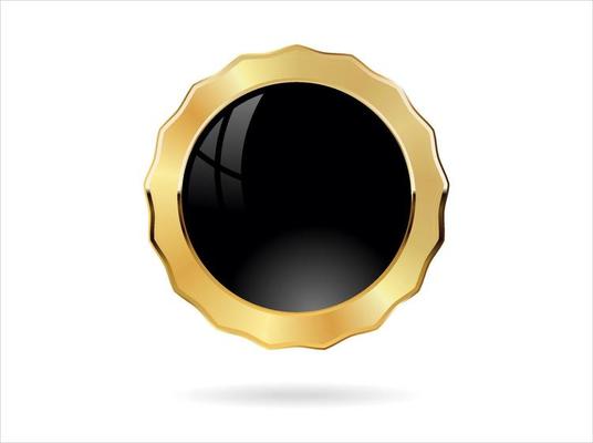 Gold and black badge retro style isolated on white background