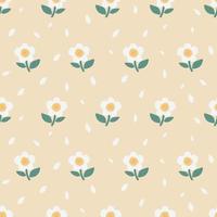 seamless pattern sun flower with beige background. beautiful floral pattern vector