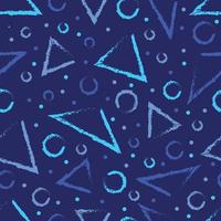 grunge circle and triangle seamless pattern with dark blue background vector