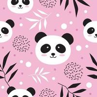 lindo panda de patrones sin fisuras con fondo rosa vector