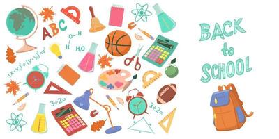 Back to school typography vector illustration colorful modern and school  items elements decoration background. 10564623 Vector Art at Vecteezy