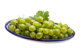 Gooseberries in a bowl on white background photo