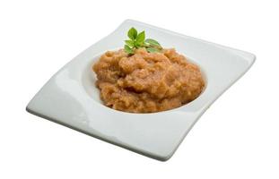 Pollock roe in a bowl on white background photo