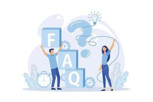 concept illustration of people frequently asked questions around question marks, answer to question metaphor vector