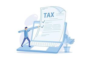 Marking checkbox on document. Tax management. Billing obligation. Giving permission. Approve decision, check box, signature stroke. Warranty list. vector