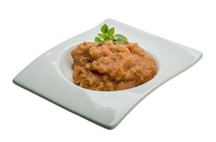 Pollock roe in a bowl on white background photo