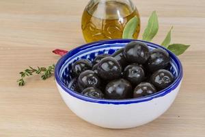 Cooked black olives photo