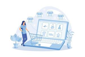 Niche service marketplace Innovative online retail, particular goods e-trade, buy and sell products or services, target market, communication flat design modern illustration vector