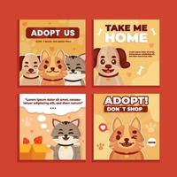 Domestic Pets Social  Media Posts Template vector