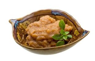 Pollock roe in a bowl on white background photo