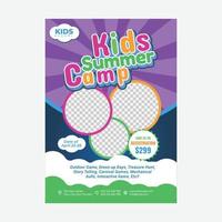 Kids summer camp poster design template flyer. Vector illustration