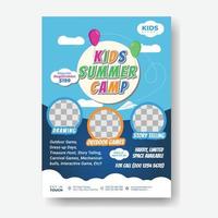 folleto de plantilla de diseño de póster de campamento de verano para niños. ilustración vectorial