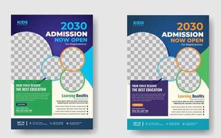 Junior Admission For Kids School Education Flyer Template Design. Poster Design. Back To School Flyer Design Set. Back To School Admission Flyer. vector