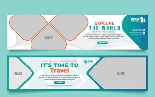 Travel banner design template. Social media cover page design, LinkedIn banner design. vector