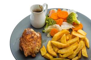 Cordon bleu on the plate and white background photo