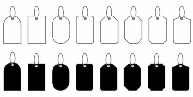 thin line silhouette price tags or gift tags in different shapes isolated on white background vector