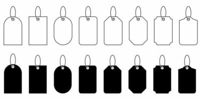 thin line silhouette price tags or gift tags in different shapes isolated on white background vector