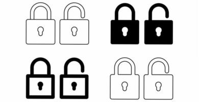 padlock icon set isolated on white background.lock unlock icon vector illustration