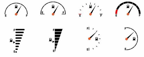 conjunto de iconos de indicador de indicador de combustible aislado sobre fondo blanco vector