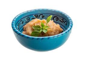 Pollock roe in a bowl on white background photo