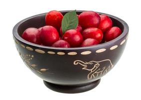 Damson plum in a bowl on white background photo