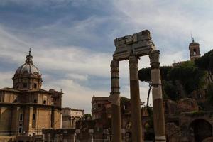 Building ruins and ancient columns  in Rome, Italy photo