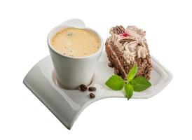 Coffee with cake on white background photo