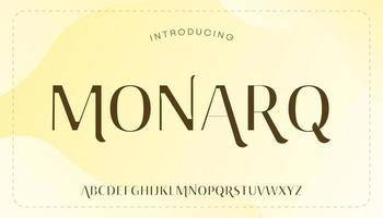 Monarq, a strong serif typeface uppercase alphabet. vector font.