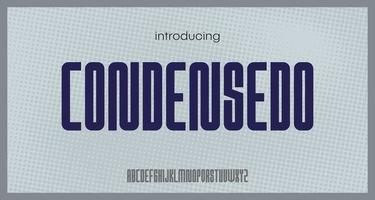 Condensedo, narrow and condensed letters typeface font suitable for compacted posters, vector