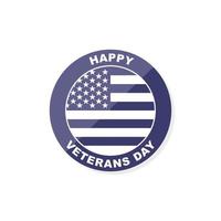 logotipo o emblema en forma de círculo de la bandera de estados unidos de un color y texto del día de los veteranos. vector