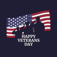 Veterans day poster. Honoring all who served. Veterans day illustration with american flag and soldiers. vector