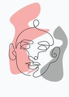 creative hand drawn painted one line abstract style female portraits vector