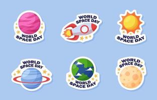 World Space Day Sticker Template vector