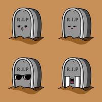 vector illustration of cute cartoon tombstone character