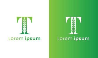 Letter t logo with a creative monogram leaf concept for the green eco company vector