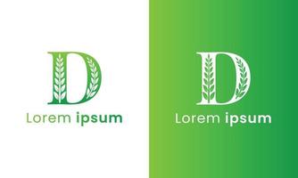 Letter d logo with a creative monogram leaf concept for the green eco company vector