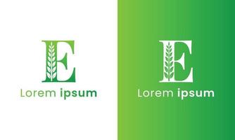 Letter e logo with a creative monogram leaf concept for the green eco company vector