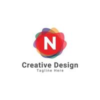 Modern n letter circle logo design template vector