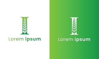 logotipo de la letra i con un concepto creativo de hoja de monograma para la empresa ecológica verde vector