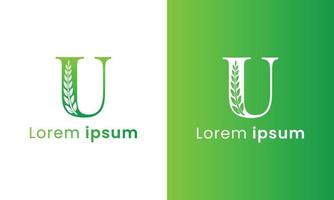 Letter u logo with a creative monogram leaf concept for the green eco company vector