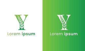 Letter y logo with a creative monogram leaf concept for the green eco company vector