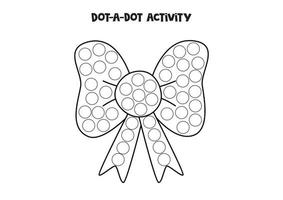 Dot a dot game for preschool kids. Cartoon bow. vector